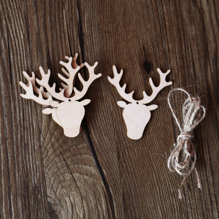 Christmas Hanging Decoration STAGS HEAD CHRISTMAS WOODEN GARLAND 