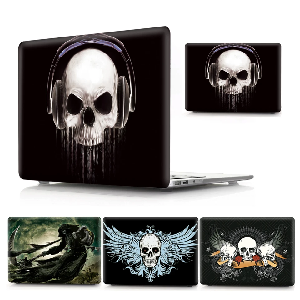Черный чехол с черепом для Macbook Air 13 2018 A1932 ПВХ мультяшный retina Pro 11 12 15 ноутбука