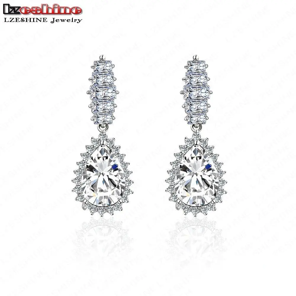 

LZESHINE Noble Royal Wedding Earrings Water Drop Shape Stones Earrings With AAA Cubic Zirconia Drop Earrings CER0010-B