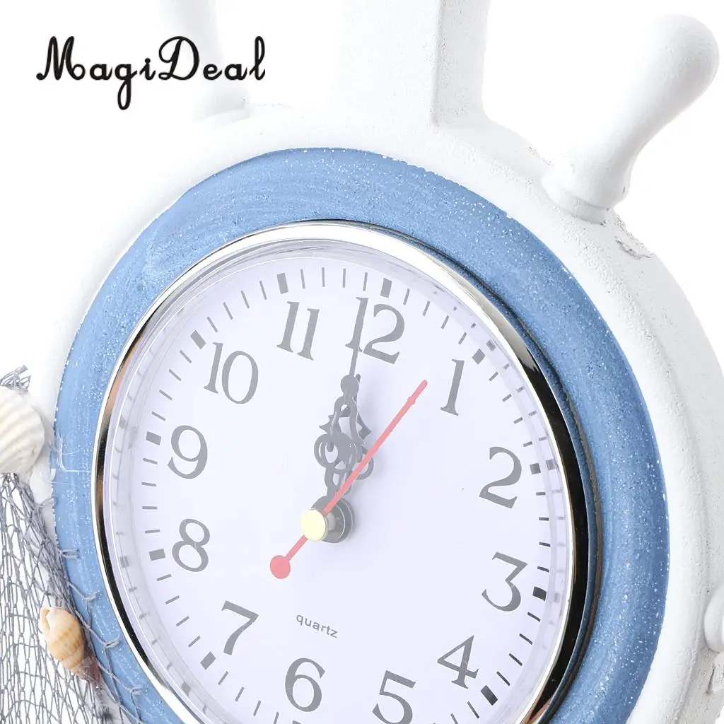 MagiDeal Sea Beach Naudical Themed Anchor Clock Wall Hanging Decor Ornament Home Time 