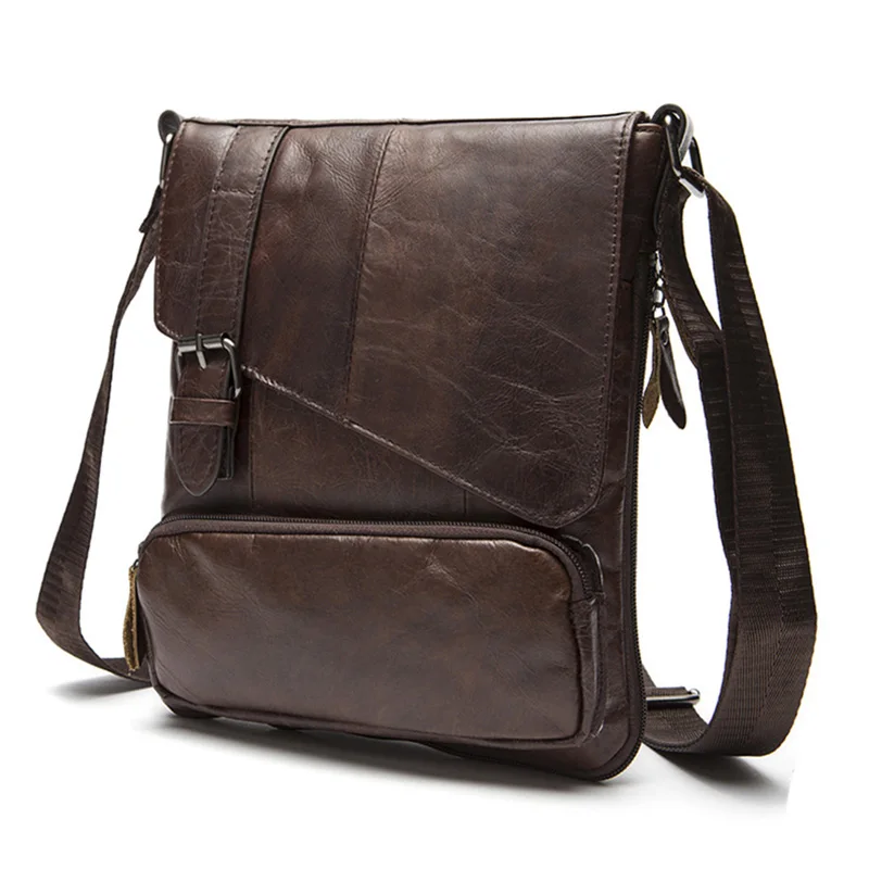 

Genuine Leather shoulder bag men briefcase Crossbody bag The first layer of vertical hendbag men's casual leather Messenger bag