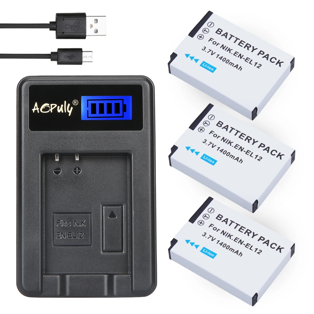 3 шт. EN-EL12 ENEL12 EL12 батарея + USB LCD зарядное устройство для Nikon Coolpix S9700 S9500 S9400 S9300 S9100 S8200