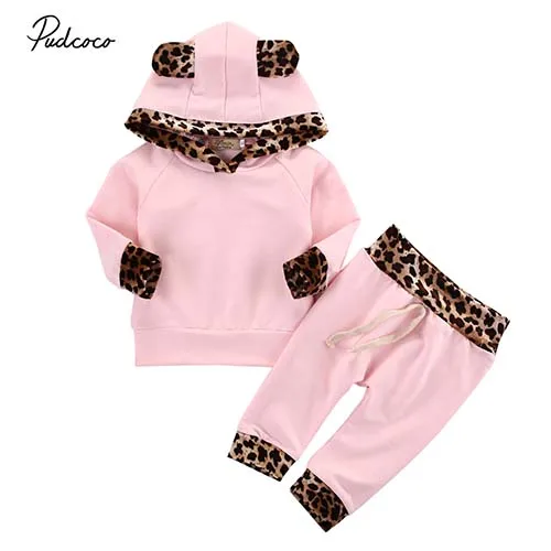 

Pudcoco 2018 Newborn Infant Baby Girl Clothes Set Leopard Animal Hoodie Coat Tops+Pants Leggings 2PCS Outfits Cute Costume 0-24M