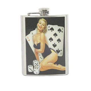 

8oz Stainless steel hip flask sexy girl pattern Poker Billiards 300-400ml, portable outdoor gift