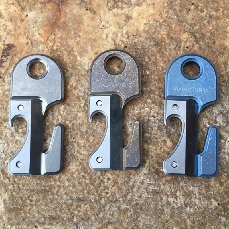 

Titanium alloy outdoor EDC tool, two-in-one cutting rope knife cutting belt EDC emergency survival titanium alloy pendant