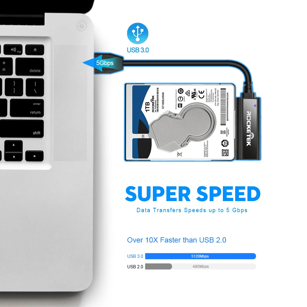 Rocketek USB 3 0 на SATA адаптер жесткого диска поддерживает UASP I II III для 2 5 дюймов HDD и SSD
