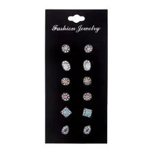 Популярные Классические 6 пар в упаковке в комплекте Украшенные стразами имитация жемчуга камень серьги-гвоздики Комплект сережек для женщин Серебряный Цвет Brincos, можно носить с кристаллом сиреневого цвета