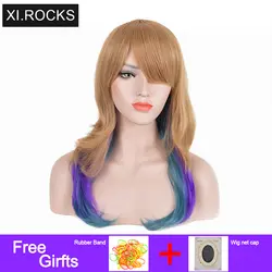 Xi. Rocks длинные прямые синтетические парики с эффектом омбре для женщин светлый жароустойчивый косплэй парик синтетические волосы для
