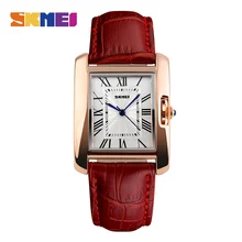 Skmei cuarzo de las mujeres relojes de moda de lujo casual reloj de cuero correa de oro rosa señora dress girls relogio feminino montre 1085