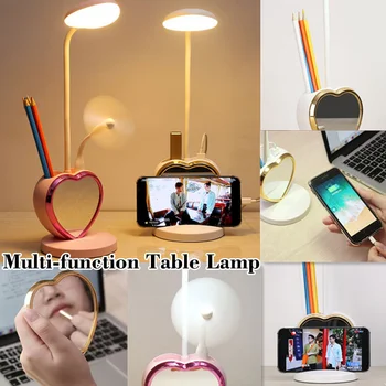 

Touch Charging LED Eye-Caring Multifunction Pen Phone Holder Desk Lamp USB Bedside Reading Lamps Night Light with Fan Gifts