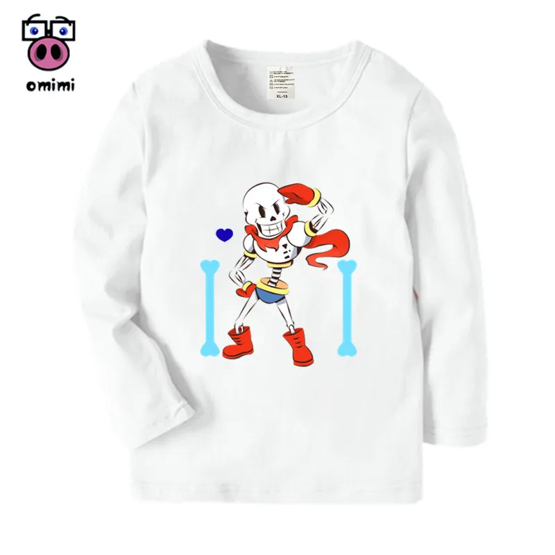 Детская футболка с длинным рукавом игра Undertale Sans мультяшным принтом для