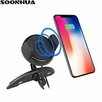 SOONHUA Qi Car Wireless Charger Dock For iPhone Xs Max XR X Car Phone Holder For Samsung S8 S9 Intelligent Fast Charging Adapter