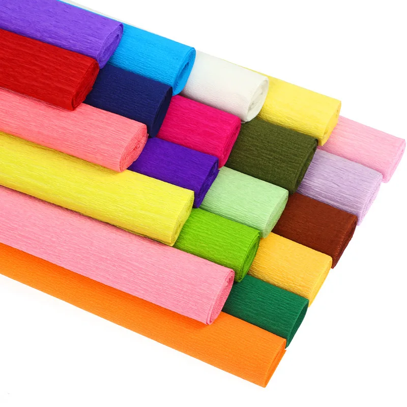 

250*50CM/Roll Colored Crepe Paper Roll Origami Crinkled Crepe Paper Craft Wrapping Paper Craft DIY Flowers Decoration Gift