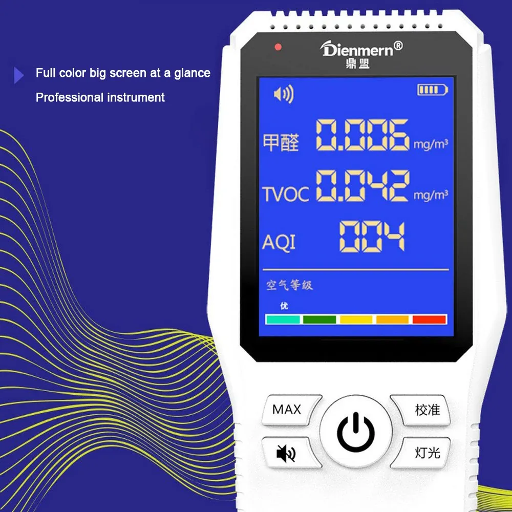 Монитор качества воздуха детектор HCHO TVOC AQI 2000mA батарея детектор газа формальдегида светодиодный USB воздушный высококачественный