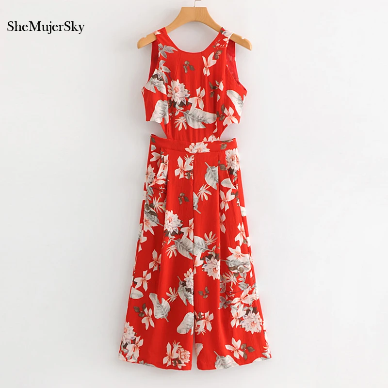 red jumpsuit floral
