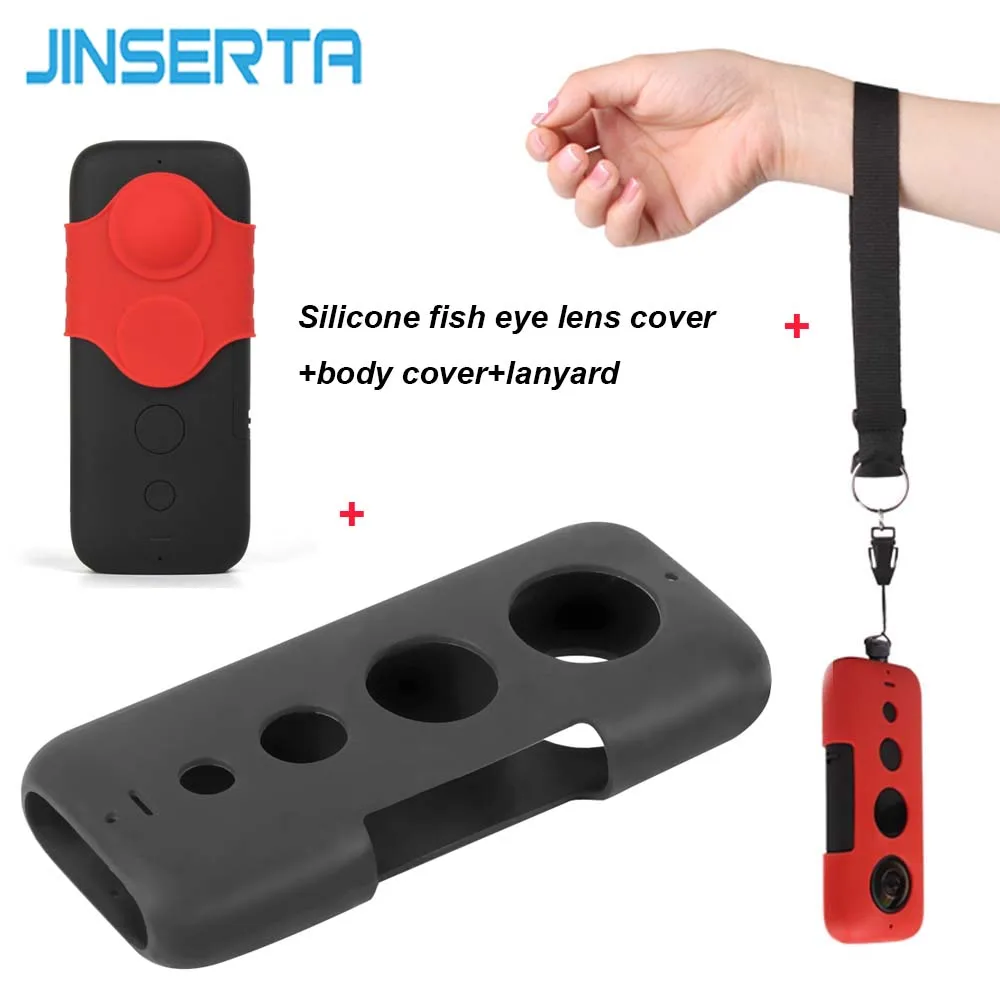 

JINSERTA Silicone Fish-eye Lens Cover+Silicone Body Cover for Insta 360 One x Camera Case with Lanyard for Insta 360 One x