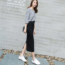 Горячая Женская эластичная тонкая Однотонная юбка с разрезом для весенний Летний пляж вечерние SMA66