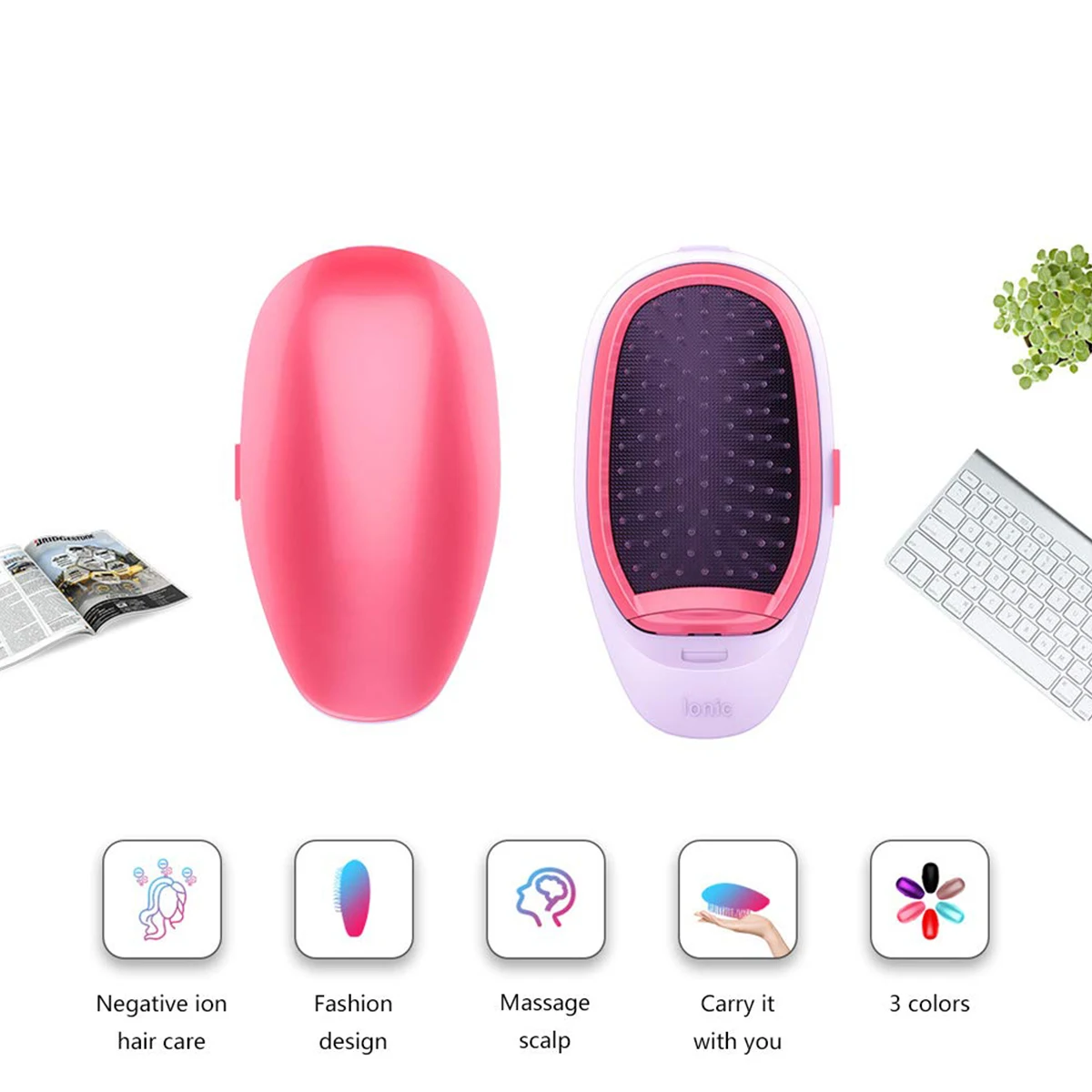 Anti Frizz Brush Magic Electric Ionic Hai Ionic Hairbrush AntiStatic Hair Brush Scalp Comb Massage Negative Ion Hair Styler