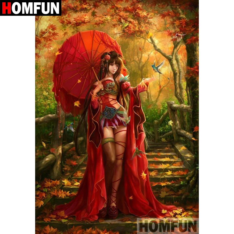 Алмазная живопись HOMFUN мультяшная девушка вышивка крестиком фото на заказ из