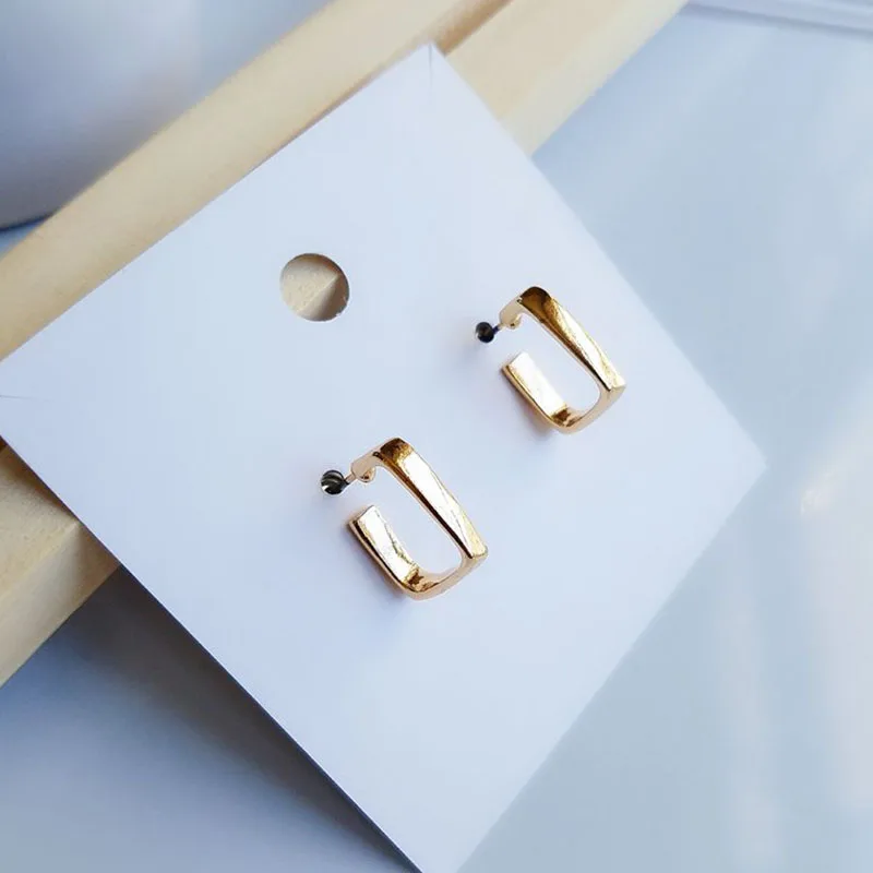 

Classic Geometric Open Square Line Design Minimalist Alloy Hoop Small Earrings Women Girl Wedding Party Travel Gift Jewelry