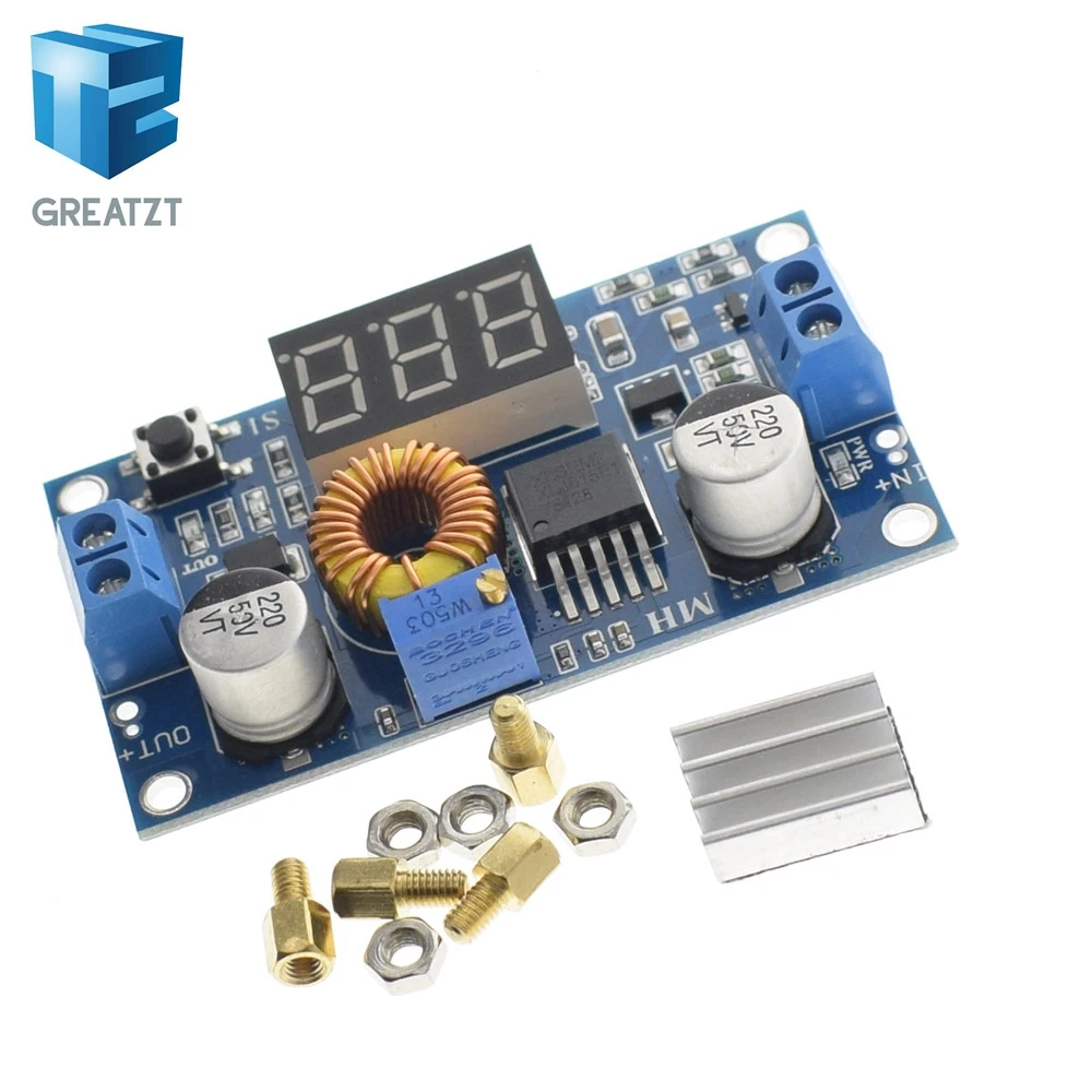 

GREATZT 5A 75W XL4015 DC-DC Converter Adjustable Step-Down Module 4.0-38V to 1.25V-36V DIY Adjustable Power Supply