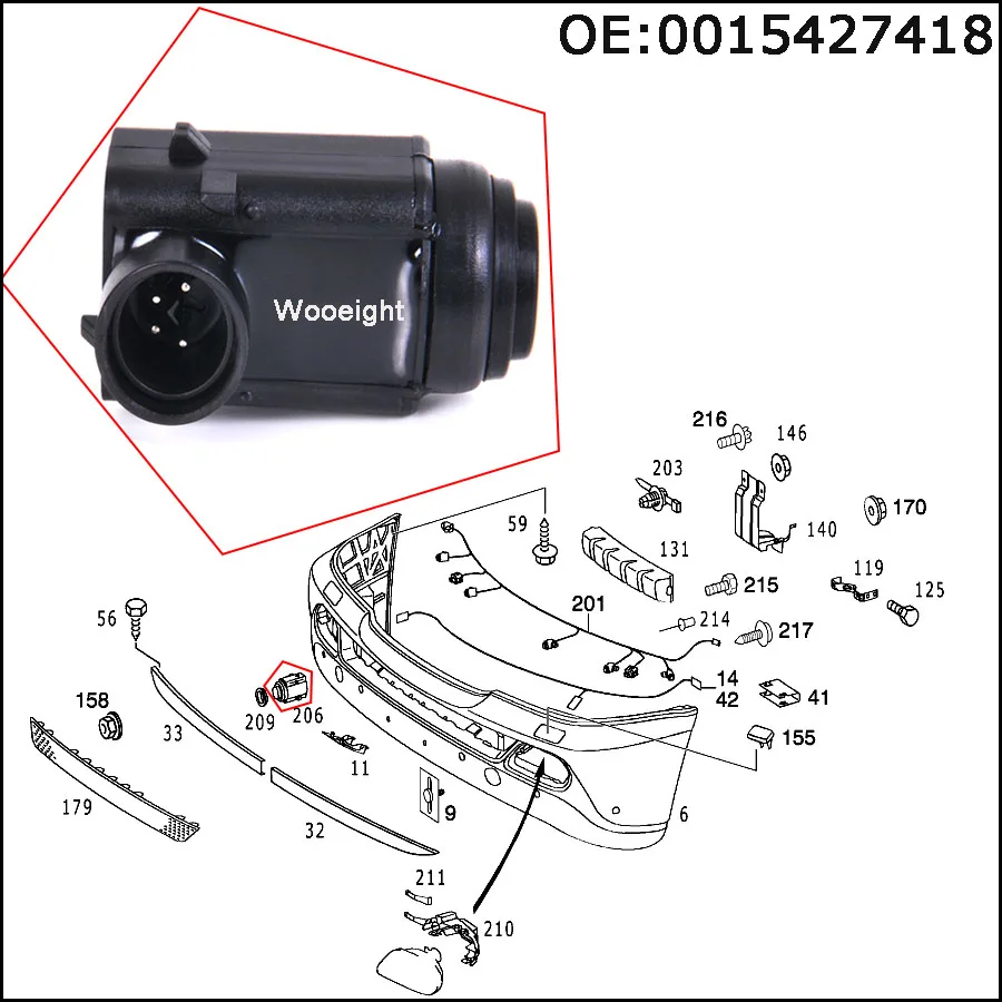 Wooeight 1Pc PDC Parking Distance Sensor 0015427418 0045428718 For Mercedes-Benz W203 W209 W210 W211 W220 W163 W164 C230  (2)
