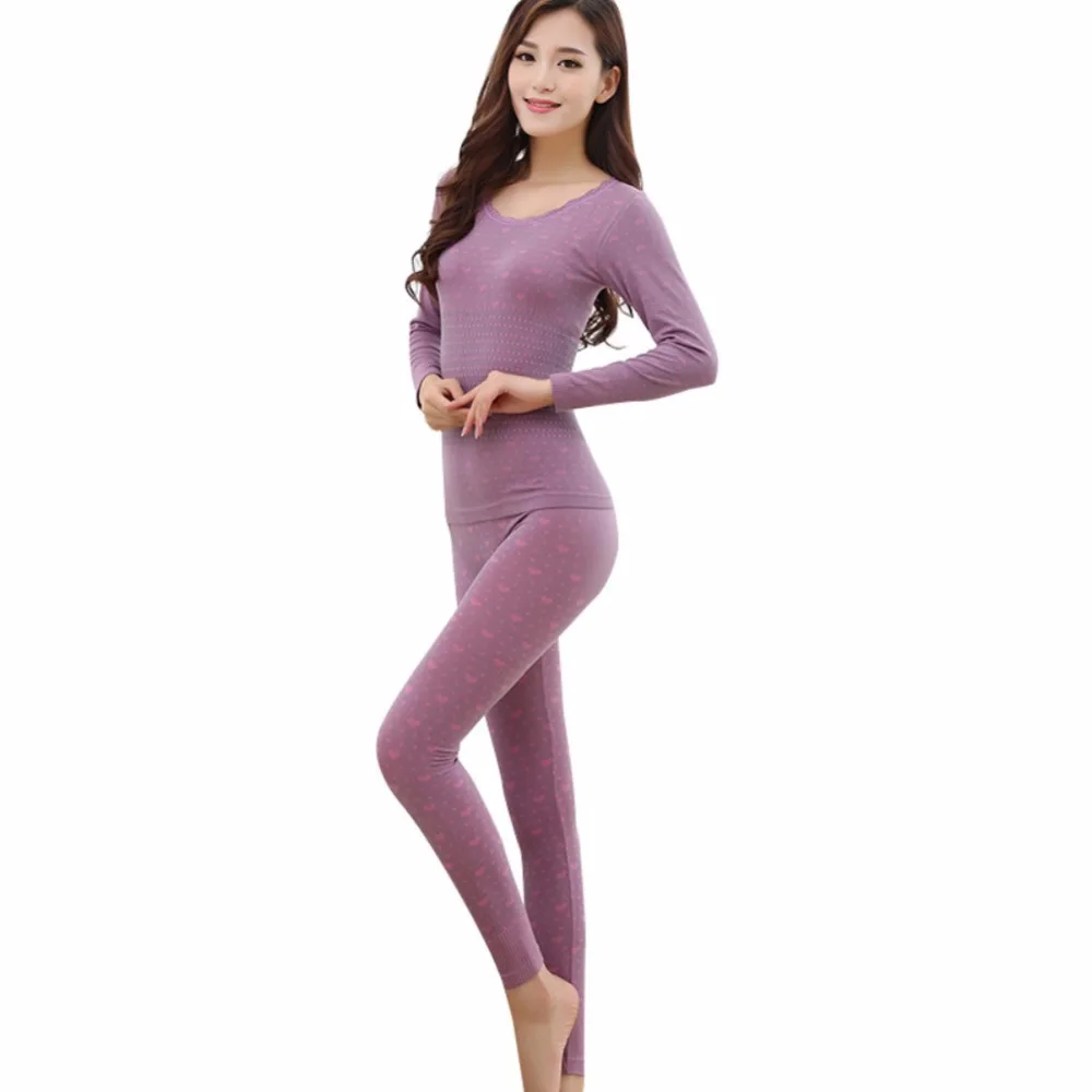 Winter nightclothes Set Ladies Thin nightshirt + pant Warm sleepwear Set Mid Rise Thermal
