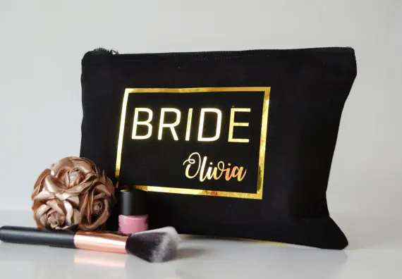 

customized bride team Bridesmaid Make Up comestic Bags Maid of Honour Unique Gift for Bridal vanity case Party Bags purses