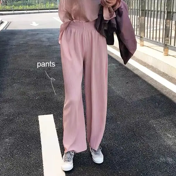 

Wide Leg Long Pants 2019 Spring Summer Solid Color Korean Fashion Janpan Kawaii Female Clothing Plus Size High Waist Women Pants
