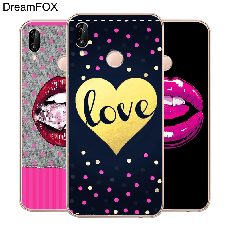 DREAMFOX M125 мягкий тпу силиконовый чехол в полоску с сердцем и губами для huawei Honor 6A 6C 6X