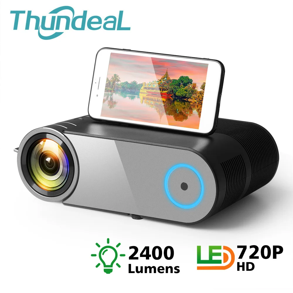 ThundeaL YG420 جهاز عرض صغير 2400 شمعة دعم 1080 P الفيديو HD البسيطة متعاطي المخدرات المحمولة HDMI VGA المسرح المنزلي YG421 جهاز عرض (بروجكتور) ليد