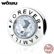 High Quality 925 Sterling Silver Family Forever Charm Beads Clear CZ Fit Original WST Charm Bracelet Authentic Jewelry Gift