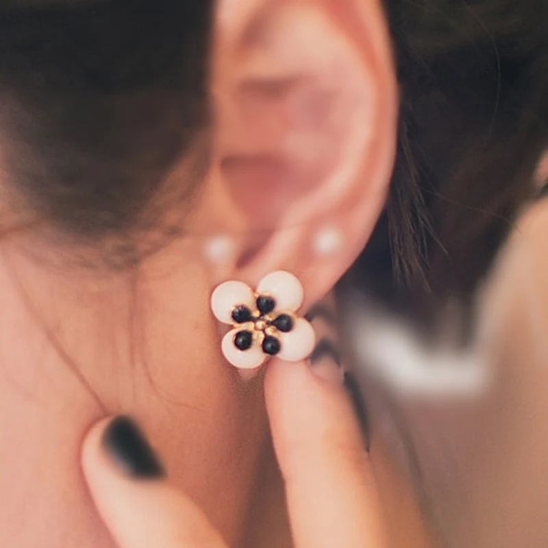 

Enamel flower earrings new fashion sweet lovely ladies section Temperament female Earrings