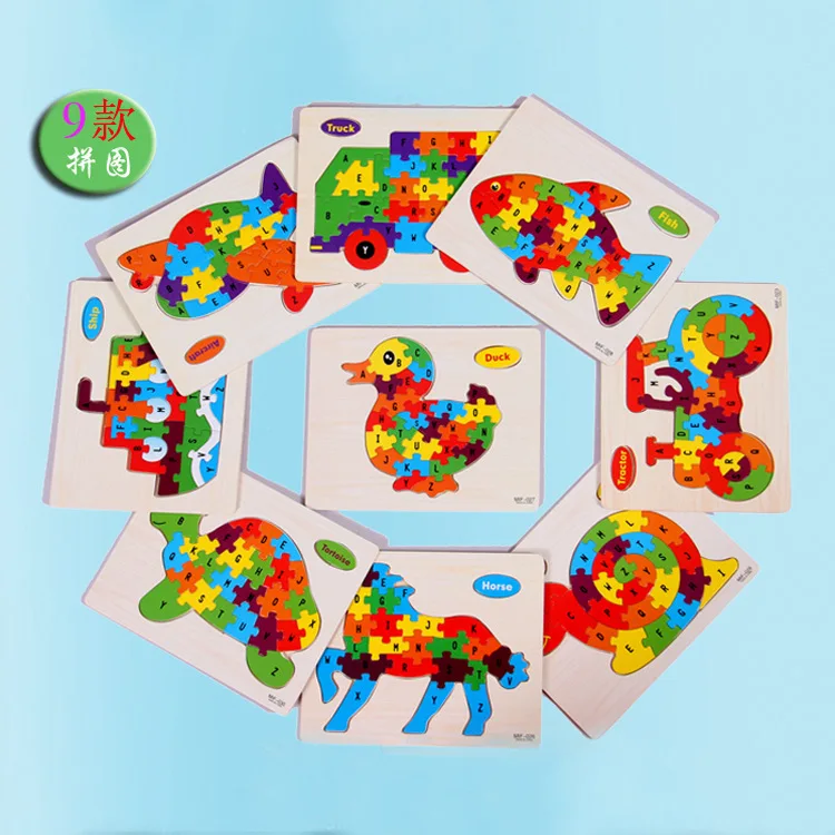 

6Patterns Wooden Animal Alphabet Early Learning Puzzle Jigsaw For Children Kids Educational & Learing Intelligent Toys