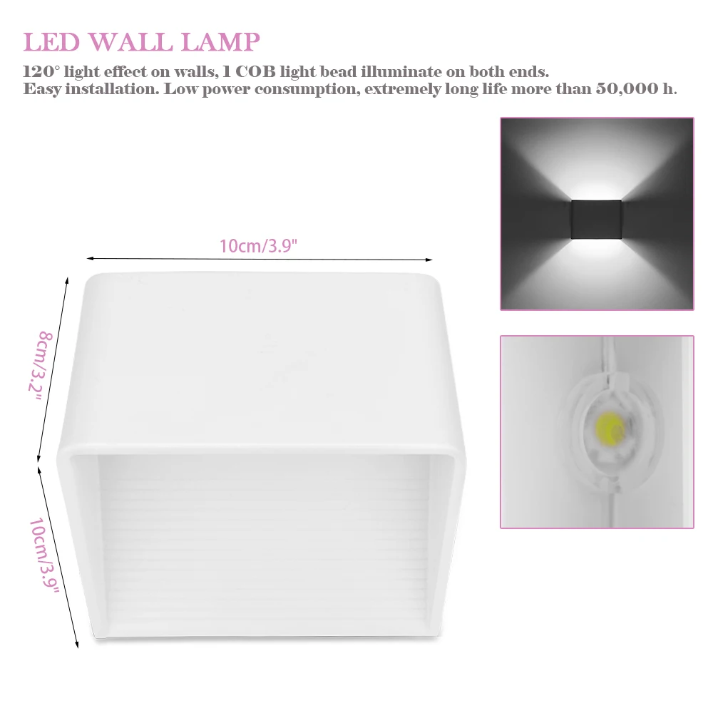 3 Вт/6 Вт лампада светодиодный алюминиевый настенный светильник вверх и вниз кубический настенный светильник квадратная внутренняя отделка KTV бар ресторан светильник ing