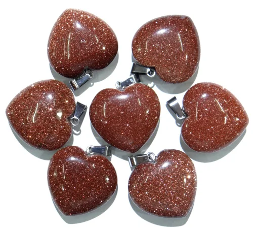 Модные высококачественные подвески в виде сердца из натурального камня, 20 шт./лот - Окраска металла: gold sand stone