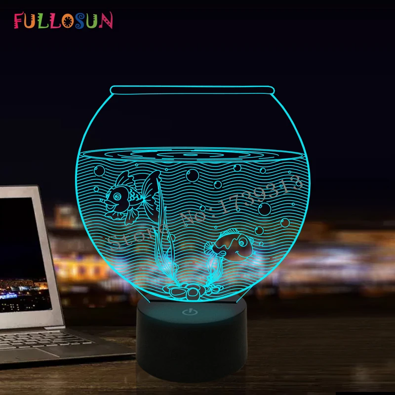 

FULLOSUN 3D Fishing Desk Table Lamp Multicolor Marine Animal LED Night Lamp Household Decor Modern Lighting