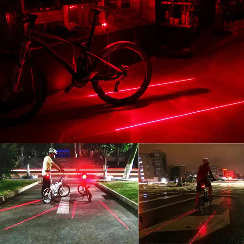 2 Laser+5 LED Rear Bike Bicycle Tail Light Beam Safety Warning Red Lamp