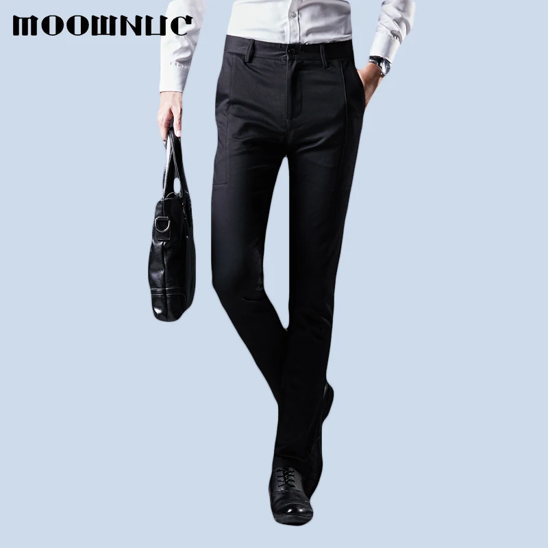 

Fashion Trousers Men Pant No ironing Winter Autumn Full Length MOOWNUC Casual Fit Business Suit Pant Youth Men MWC Gentleman