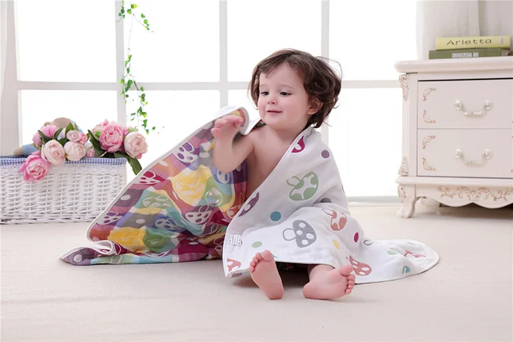 Муслин Хлопок Детские пеленки для новорожденных Одеяла Детские 6 слоев марли для ванной полотенца постельные принадлежности Стёганое