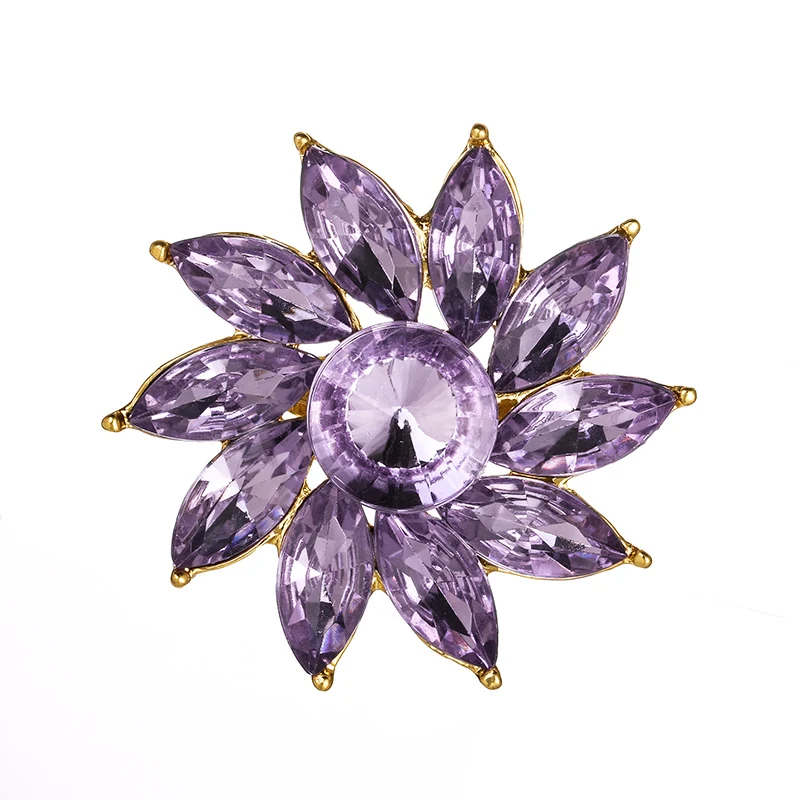 WEIMANJINGDIAN, Новое поступление, брошь в виде цветка с кристаллами, булавки для женщин или свадебные букеты разных цветов - Окраска металла: purple and gold