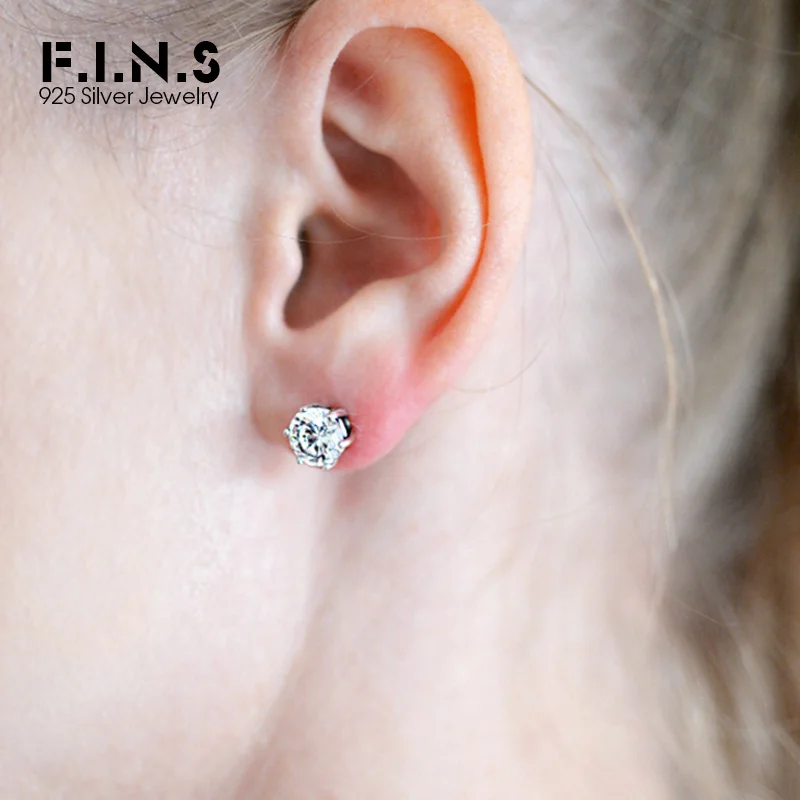 

F.I.N.S Silver 925 Jewelry Earrings For Women 925 Sterling Silver Earrings Woman 3-10mm Cubic Zirconia Small Stud Earrings