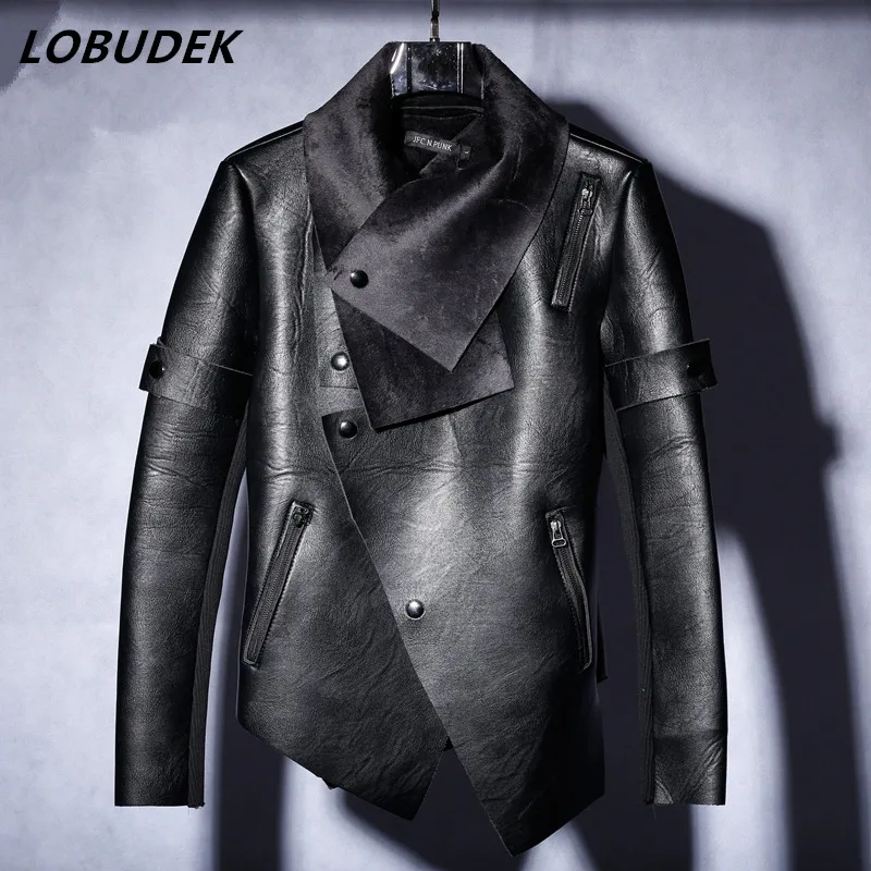2017 male costume S XXXL size jacket blazer fashion outerwear Suede thickened Leather jacket dancer prom