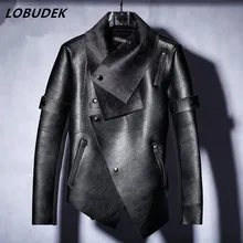 2017 male costume S XXXL size jacket blazer fashion outerwear Suede thickened Leather jacket dancer prom