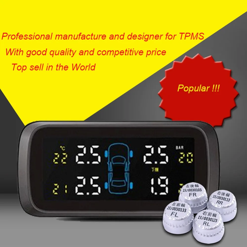 Auto Wireless 4 External Sensor Tire Pressure Alarm System Smart LCD Display Tyre Pressure Monitor for Car TPMS Diagnostic-tool auto tire pressure sensor tpms tire pressure valve for vw cc oem 433mhz 3aa907275 retail wholesale free shipping promotion