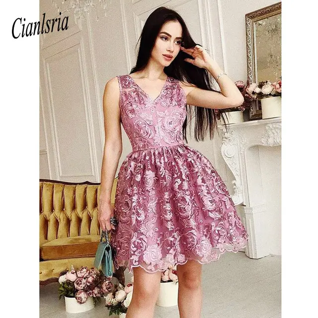 Sleeveless Rosy Brown Lace 