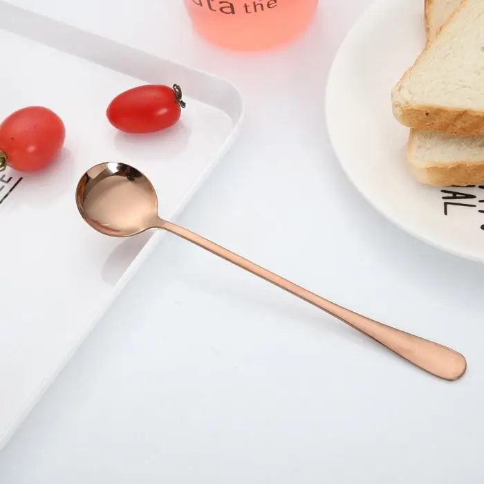 Нержавеющая Сталь Совок посуда длинной ручкой Кофе Чай десерт Ложка столовая посуда для дома кафе FP8