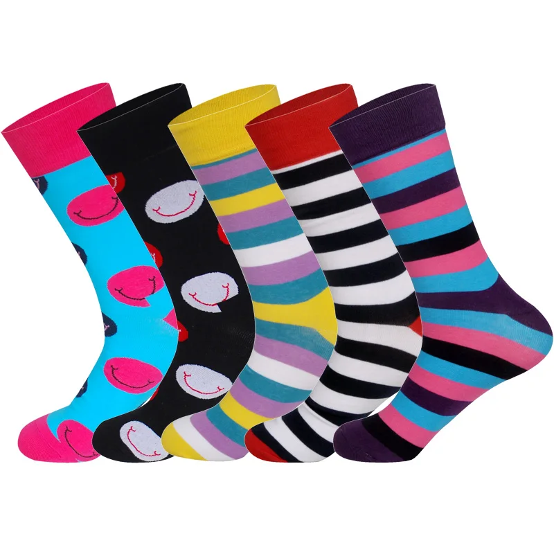 Вниз 5 пар/лот 13 выбор Британский Стиль Уличная Хип-хоп Скейтбординг чулки бренд дизайн Цветные счастливые носки - Цвет: C5