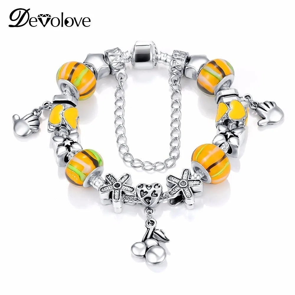 DEVOLOVE Handmade Engagement Bracelets Antique Silver Snake Chain with Charm &amp Beads Pulseira PCBR0020 Dropshipping | Украшения и