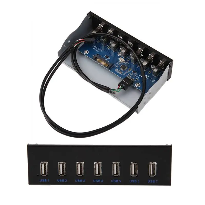 

7 USB 3.0 Port Hub For 5.25" CD-ROM Drive Bay Front Panel Disk Bay For Windows 10/8/7 Vista Windows XP
